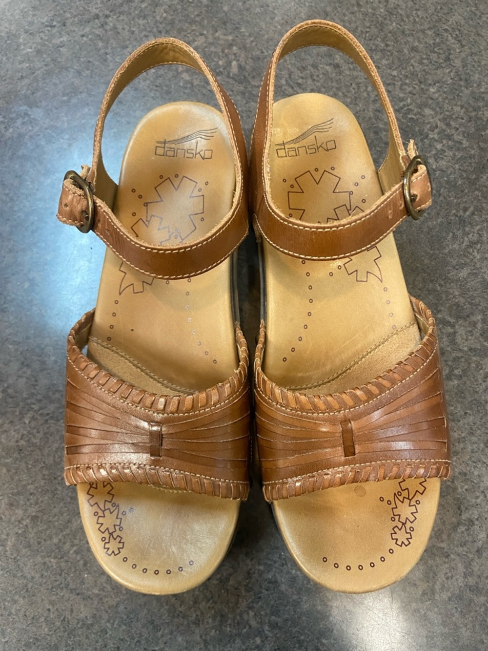 Dansko Women's Tan Leather Braided Slingback Sandals